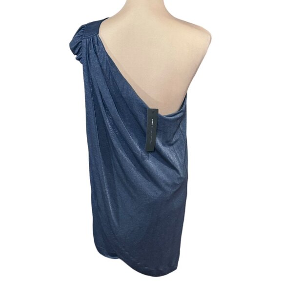 NWT Marc by Marc Jacobs Asymmetric Mini Dress Sz M Shimmer Blue Event Party - Picture 6 of 16